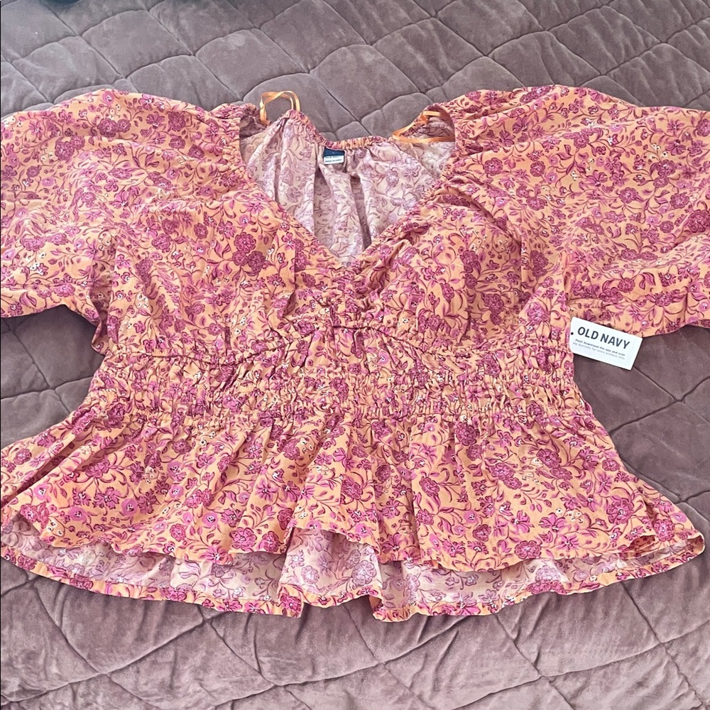 Old Navy Women's Pink Floral Blouse